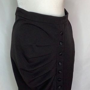 Black Ruched Midi Skirt Size M Career Office Work Attire